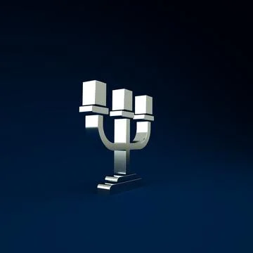 Silver Candlestick icon isolated on blue background. Minimalism concept. 3d i Stock Illustration