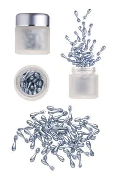 Silver capsule with a cream for face Stock Photos