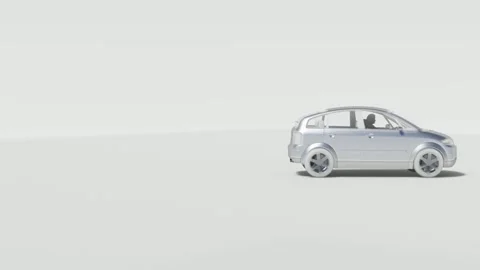 Silver Car Driving on White Background Stock Footage 331049467