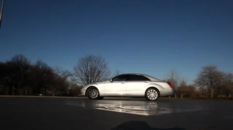 Silver car Stock Footage 22575503