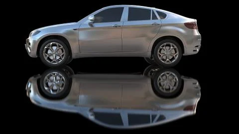 Silver car with ground reflection Illustration