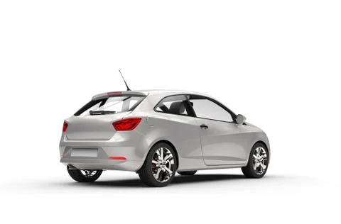 Silver Car - Rear View Stock Illustration