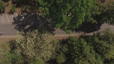 Silver car rides over the road Stock Footage