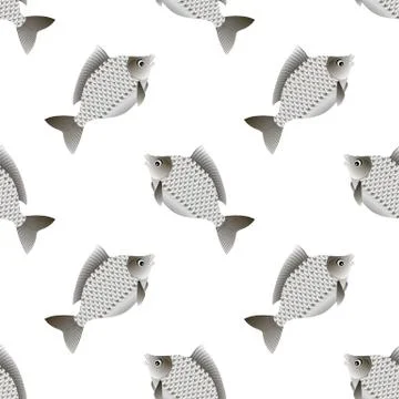 Silver Carp Seamless Pattern Stock Illustration