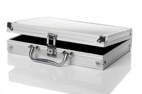 Silver case left ajar Foto stock