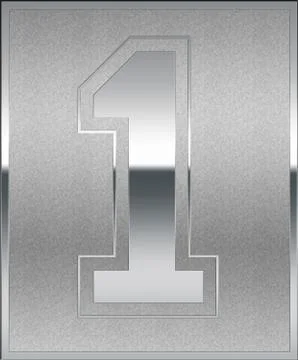 Silver casted number 1 position, place sign Stock Illustration