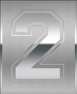 Silver casted number 2 position, place sign Stock Illustration