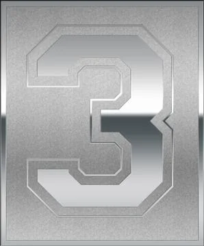 Silver casted number 3 position, place sign Stock Illustration