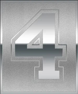 Silver casted number 4 position, place sign Stock Illustration