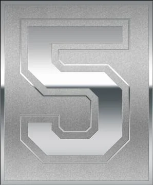 Silver casted number 5 position, place sign Stock Illustration
