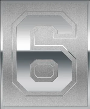 Silver casted number 6 position, place sign Stock Illustration