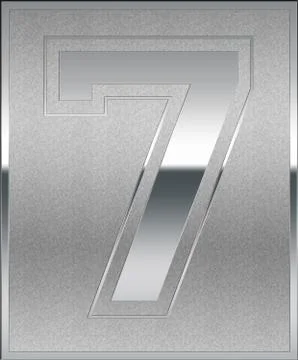 Silver casted number 7 position, place sign Stock Illustration