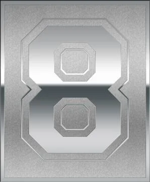 Silver casted number 8 position, place sign Stock Illustration