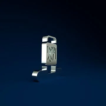 Silver Cat scratching post with toy icon isolated on blue background. Minimal Stock Illustration
