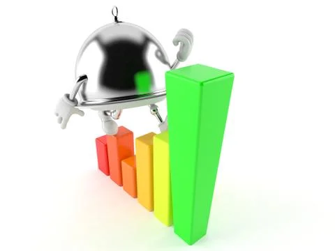 Silver catering dome with chart Illustrazione stock