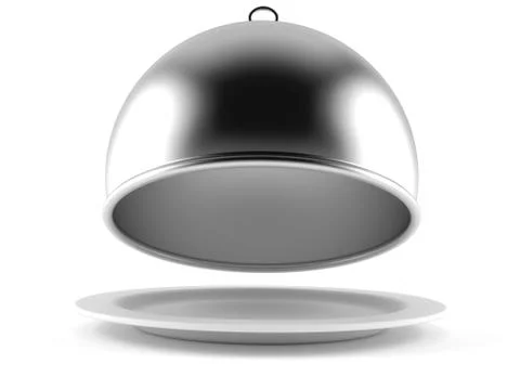 Silver catering dome with empty plate Stock Illustration