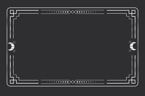 Silver celestial minimal esoteric frame, thin line border, mystyc linear Stock Illustration