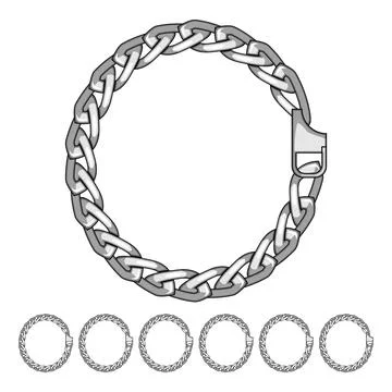 Silver chain bracelet forming circle with clasp Stock Illustration
