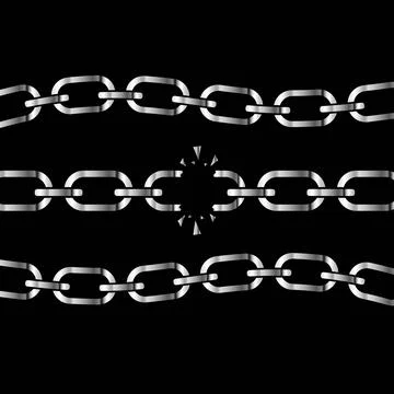 Silver chain broken on black background, Realistic jewelry chain, Stylish logo Illustrazione stock