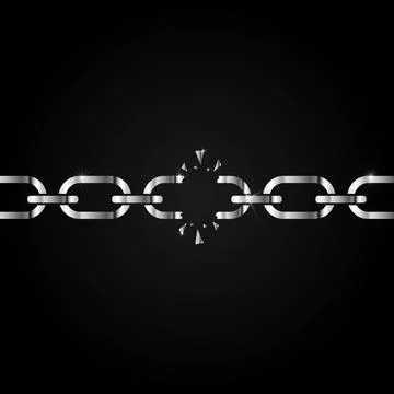 Silver chain broken on black background, Realistic jewelry chain, Stylish logo Stock Illustration