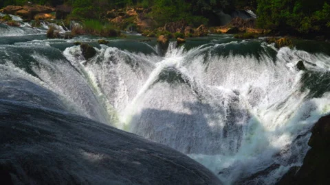 Silver Chain Falling Pool Waterfall Stock Footage 341735795