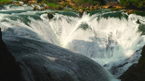 Silver Chain Falling Pool Waterfall Stock Footage 341735843