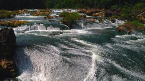 Silver Chain Falling Pool Waterfall Stock Footage 341736580