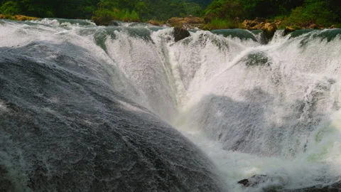 Silver Chain Falling Pool Waterfall Stock Footage 341738833