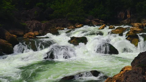 Silver Chain Falling Pool Waterfall Stock Footage 341738977