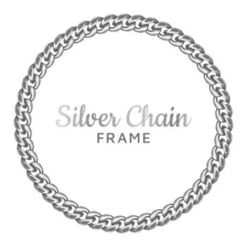 Silver chain round border frame. Stock Illustration