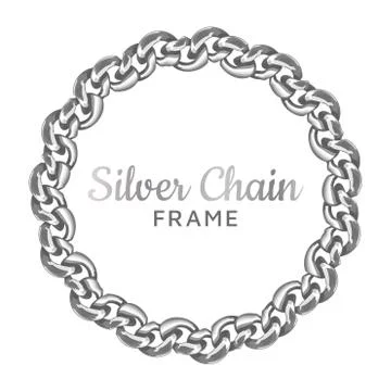 Silver chain round border frame. Stock Illustration