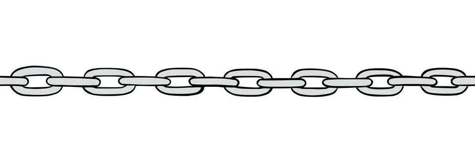 Silver chain seamless pattern. Handdrawn sketch of metal chains. Vector Illustrazione stock