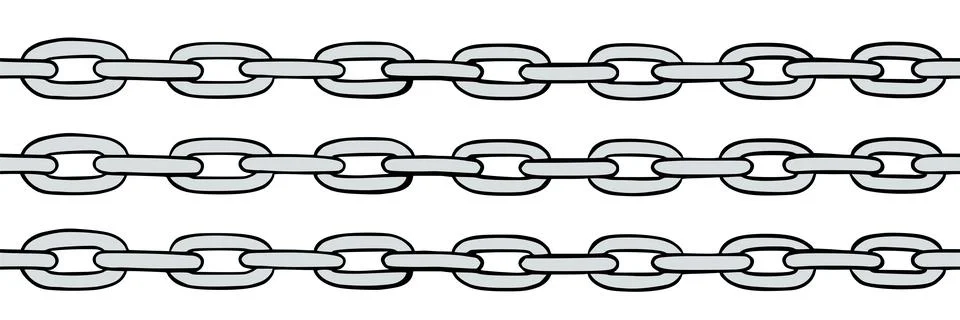 Silver chain seamless pattern. Handdrawn sketch of metal chains. Vector Illustrazione stock