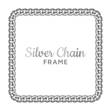 Silver chain square border frame. Stock Illustration