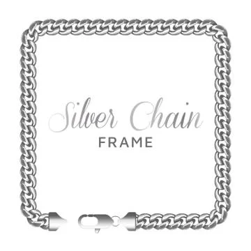 Silver chain square border frame. Stock Illustration