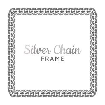 Silver chain square border frame. Stock Illustration