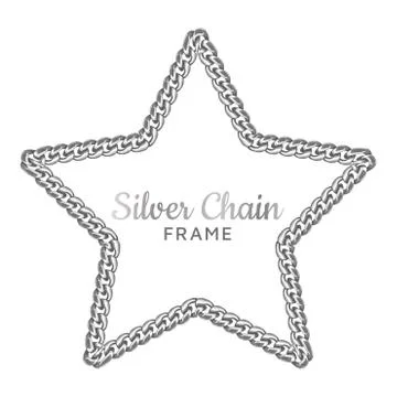 Silver chain star border frame. Stock Illustration