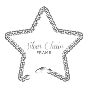 Silver chain star border frame. Stock Illustration