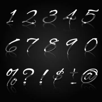 Silver characters collection Stock Illustration