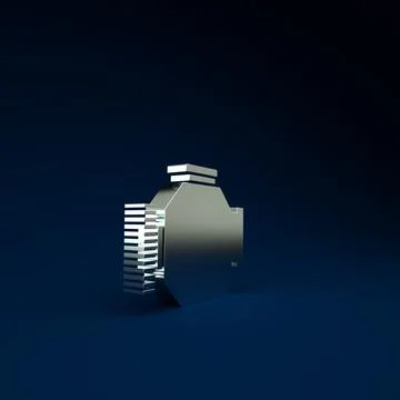 Silver Check engine icon isolated on blue background. Minimalism concept. 3d  Stock Illustration