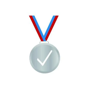 Silver checkmark medal Stock Illustration