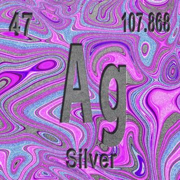 Silver chemical element, Sign with atomic number and atomic weight Stock Illustration