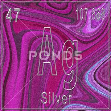 Silver chemical element, Sign with atomic number and atomic weight ...