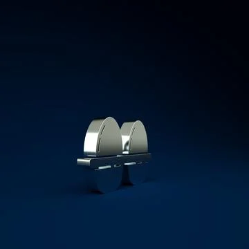 Silver Chicken egg in box icon isolated on blue background. Minimalism concep Illustrazione stock