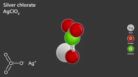 Silver chlorate (AgClO3). Gray background. 3D rendering. Stock Footage 285843878