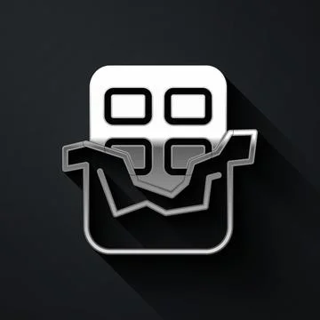 Silver Chocolate bar icon isolated on black background. Long shadow style. Ve Stock Illustration
