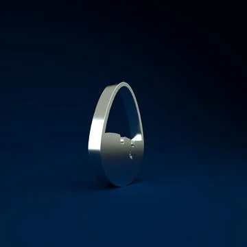 Silver Chocolate egg icon isolated on blue background. Minimalism concept. 3d Stock Illustration
