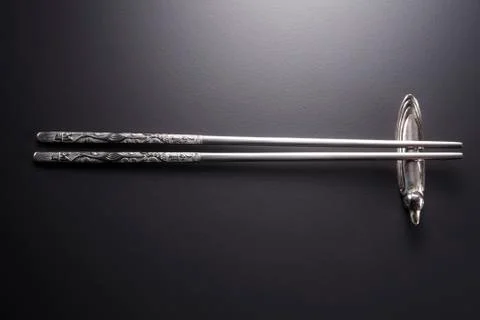 Silver chopsticks Stock-Fotos