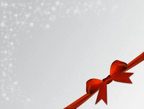 Silver christmas background with red bow Stock Illustration