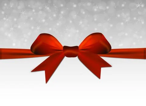 Silver christmas background with red bow Stock Illustration